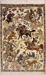 3’0”X4’9” Rug Pak Persian Hunting Shakargha Six Horses