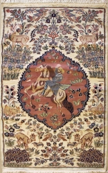 2’11”X5’0” Rug Pictorial Hunting Shikargah