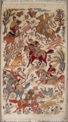 3’1”X4’10” Rug Pak Persian Hunting shakargha Six Horses