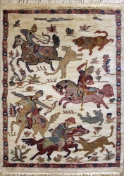 2’0”X3’1” Rug Pictorial Hunting Shikargah