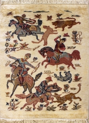 2’1”X3’3” Rug Pictorial Hunting Shikargah