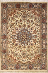 4’0”X6’3” Rug DoubleKnot Pak Persian Ardabil Design Ivory Color