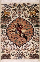 3’1”X4’10” Rug Pictorial Hunting Shikargah