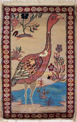 1’11”X2’11” Rug Pictorial Hunting Shikargah